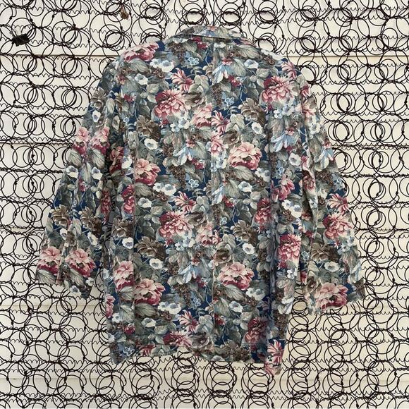 Vintage 90s gotcha covered floral cotton single button boxy blazer LARGE - Picture 2 of 6